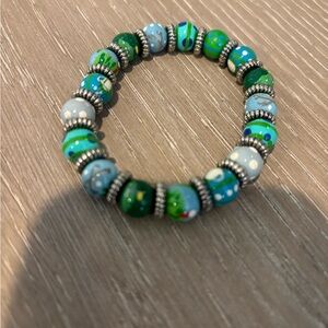 Angela Moore Blue and Green Beaded Golf Bracelet